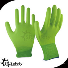 SRSAFETY 13 gauge en nylon jaune jaunissant sur les gants de palme / gant de travail en poudre